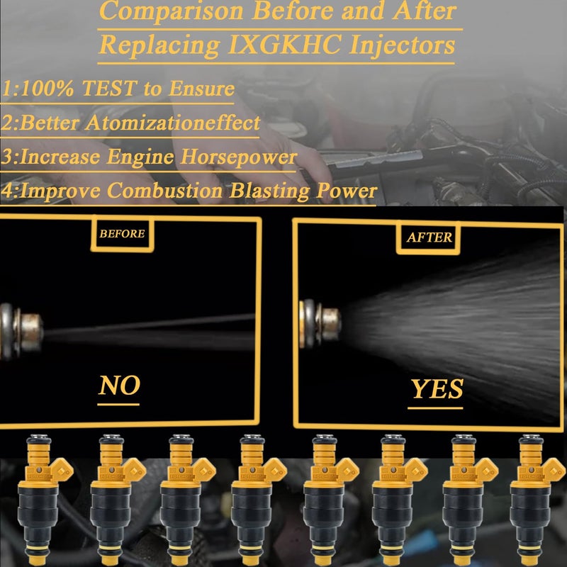 IXGKHC 8 قطع من حقن الوقود متوافقة مع فورد، لينكولن، ميركوري E150-E350، F150-F350، موستانج 4.6L 5.0L 5.4L 5.8L V8 متوافقة مع GM TPI 22lb/hr 5.0L 5.7L كورفيت كامارو، 0280150943 0280150939 0280150909 - Image 4